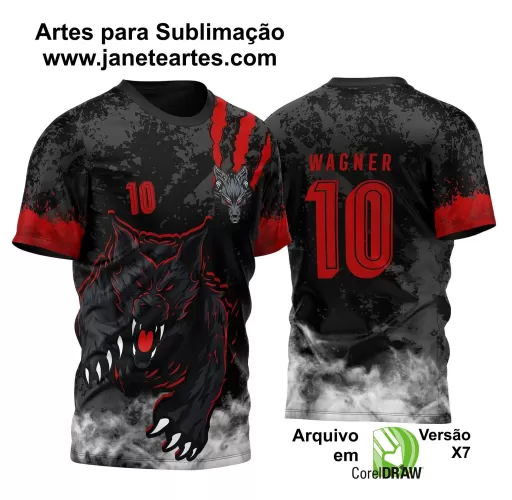Arte Vetor Camisa Preta - Interclasse 2024 - Jogos Internos 2024 - Time Amador - Lobo Feroz