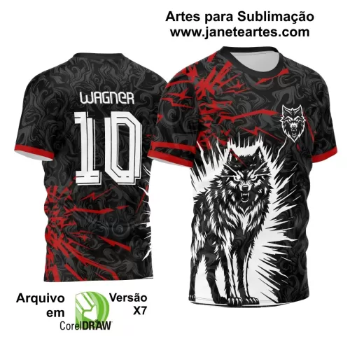 Arte Vetor Camisa Preta Interclasse 2024 - Lobo Branco e Negro