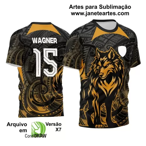 Arte Vetor Camisa Preta Interclasse 2024 - Lobo Dourado
