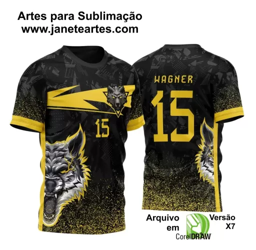 Arte Vetor Camisa Preta - Interclasse 2024 - Time Amador - Lobo Alfa 