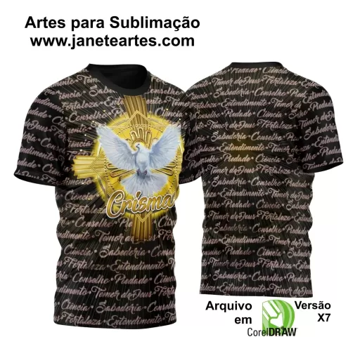 Arte Vetor Camisa Preta Religião - Crisma 2024 Divino Espírito Santo 