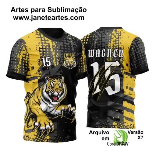 Arte Vetor Camisa Preta e Amarela - Interclasse 2024 - Jogos Internos 2024 - Tigre Feroz