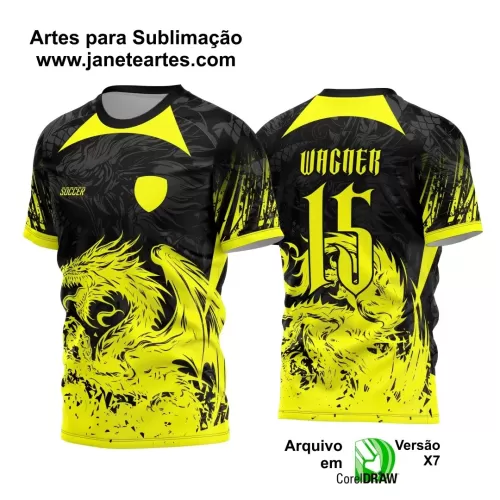 Arte Vetor Camisa Preta e Amarela - Interclasse 2024 - Jogos Internos 2024 - Time Amador - Dragão