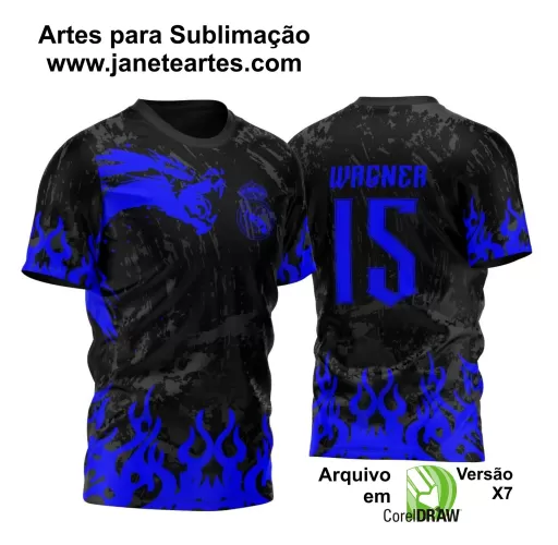 Arte Vetor Camisa Preta e Azul - Interclasse 2024 - Jogos Internos 2024 - Time Amador 2024 - Dragão