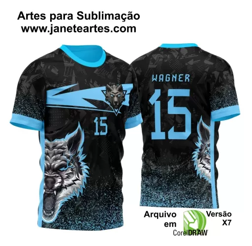 Arte Vetor Camisa Preta e Azul - Interclasse 2024 - Time Amador - Lobo Alfa