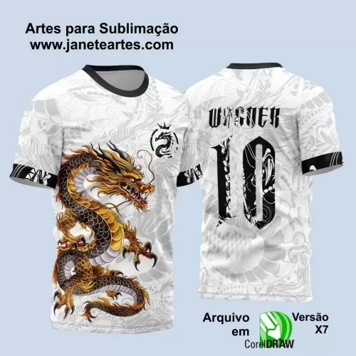 Arte Vetor Camisa Preta e Branca - Interclasse 2024 - Jogos Internos 2024 - Time Amador - Dragão