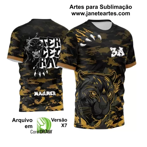 Arte Vetor Camisa Preta e Dourada - Terceirão 2024 - Interclasse 2024 - Jogos Internos 2024 - Pantera