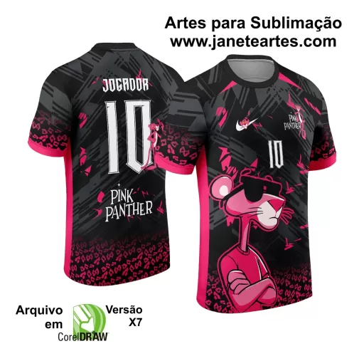 Arte Vetor Camisa Preta e Pink - Interclasse 2024 - Time Amador - Pantera