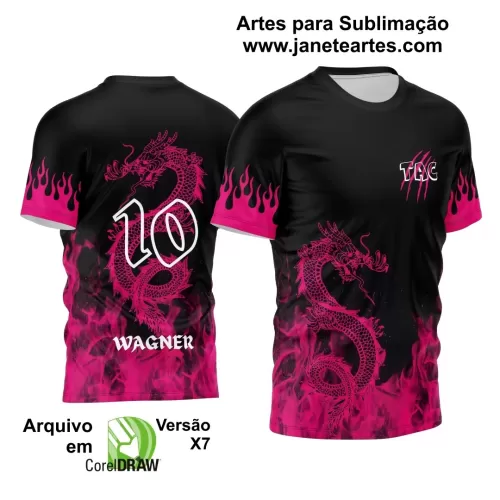Arte Vetor Camisa Preta e Rosa - Interclasse 2024 - Jogos Internos 2024 - Time Amador - Dragão