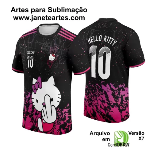 Arte Vetor Camisa Preta e Rosa - Interclasse 2024 - Jogos Internos 2024 - Time Amador - Hello Kitty 2024