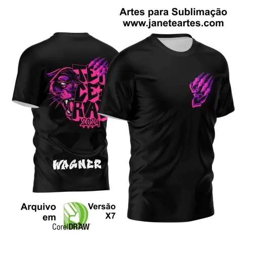 Arte Vetor Camisa Preta e Rosa - Terceirão 2024 - Interclasse 2024 - Jogos Internos 2024 - Pantera