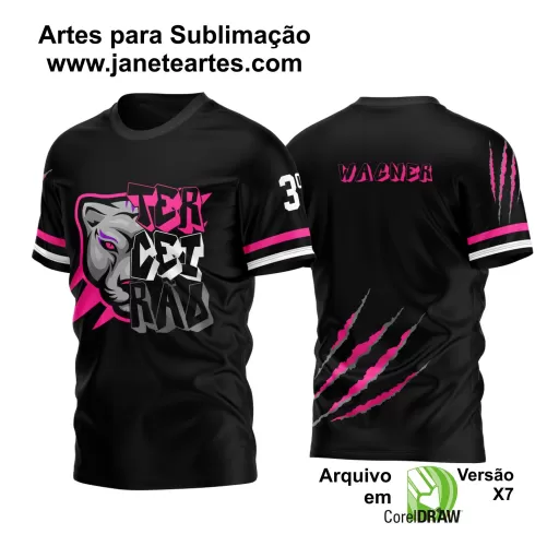 Arte Vetor Camisa Preta e Rosa - Terceirão  2024 - Interclasse 2024 - Jogos Internos 2024 - Pantera
