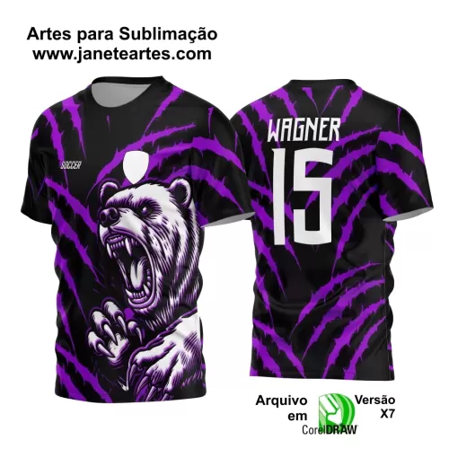 Arte Vetor Camisa Preta e Roxa - Interclasse 2024 - Jogos Internos 2024 - Time Amador - Urso