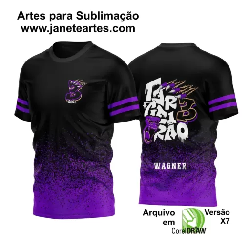 Arte Vetor Camisa Preta e Roxa - Terceirão 2024 - Interclasse 2024 - Jogos Internos 2024 - Gorila Feroz