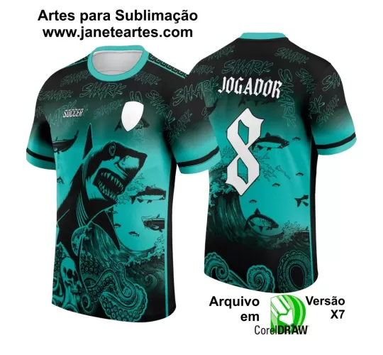 Arte Vetor Camisa Preta e Verde - Interclasse 2024 - Jogos Internos 2024 - Time Amador - Tubarão