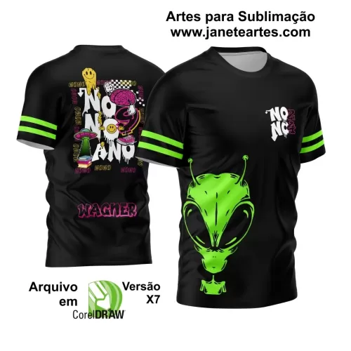 Arte Vetor Camisa Preta e Verde - Nono Ano 2024 - Interclasse 2024 - Formandos 2024 - Alien