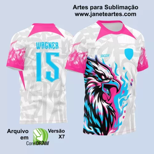 Arte Vetor Camisa Rosa e Branca - Interclasse 2024 - Jogos Internos 2024 - Time Amador - Águia