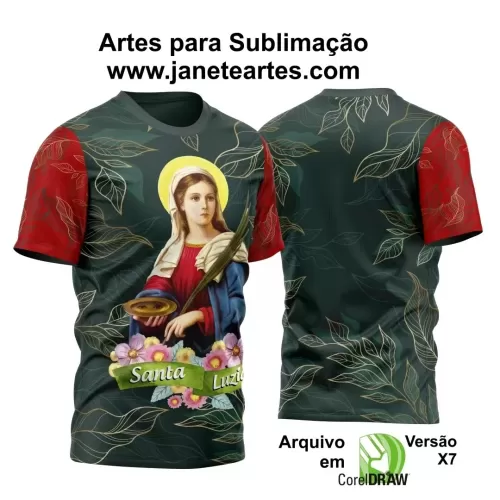 Arte Vetor Camisa Verde e Vermelha Religião - Santa Luzia