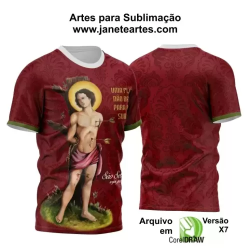 Arte Vetor Camisa Vermelha 2024 - Religião - Festejo - São Sebastião 2024 - 2025 