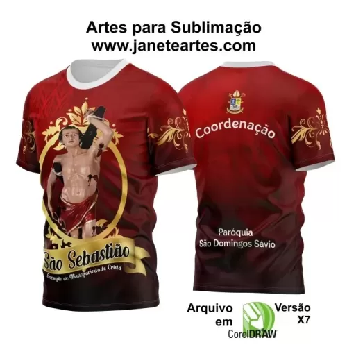 Arte Vetor Camisa Vermelha 2024 - Religião - Festejo - São Sebastião 2024 - 2025 