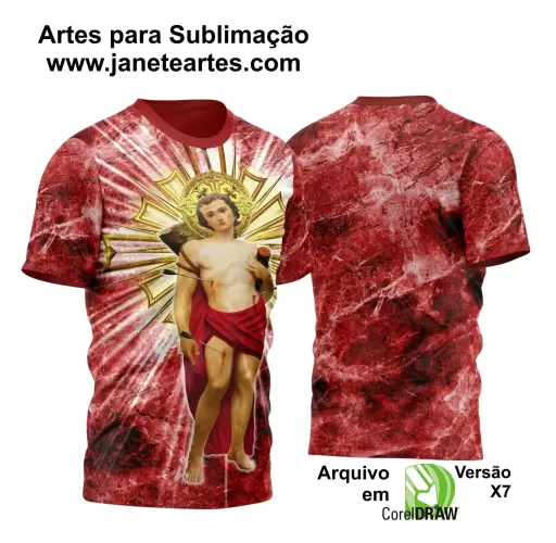 Arte Vetor Camisa Vermelha 2024 - Religião - Festejo - São Sebastião 2024 - 2025