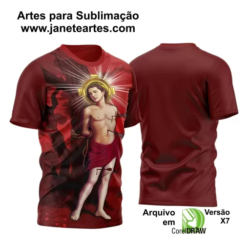 Arte Vetor Camisa Vermelha 2024 - Religião - Festejo - São Sebastião 2024 - 2025