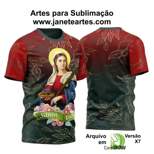 Arte Vetor Camisa Vermelha e Verde Religião - Santa Luzia