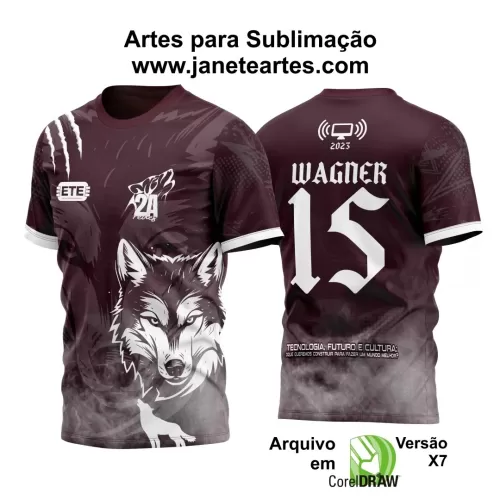 Arte Vetor Camisa Vinho - Interclasse 2024 - Jogos Internos 2024 - Time Amador - Lobo