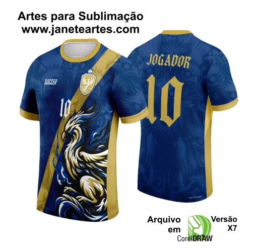 Arte Vetor - Camisa de Interclasse Azul e Dourada - Jogos Internos - Fênix - 2024 - 2025