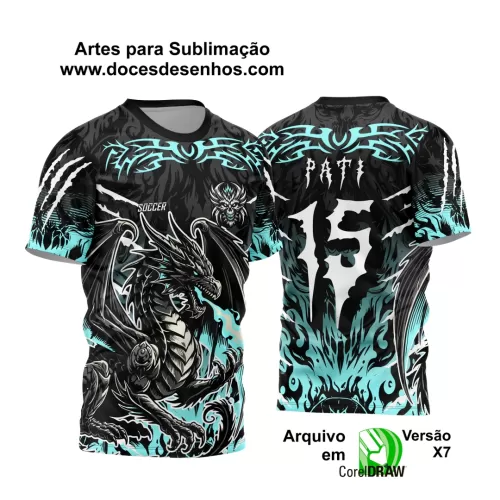 Arte Vetor - Camisa de Interclasse - Jogos Internos - Dragão Negro - 2024 - 2025 - Doces Desenhos