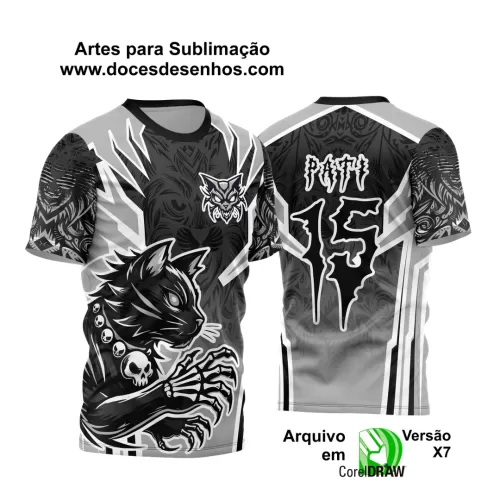 Arte Vetor - Camisa de Interclasse - Jogos Internos - Gato Dark  - 2024 - 2025 - Doces Desenhos