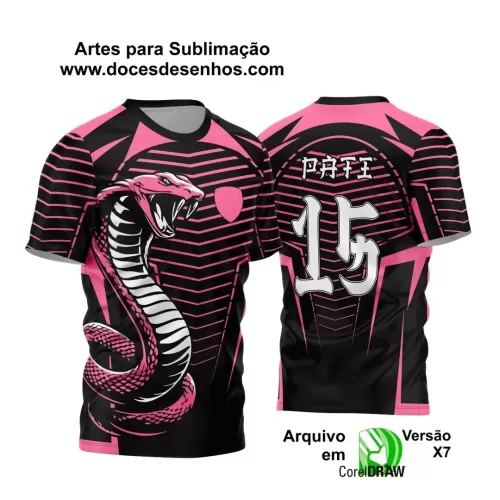 Arte Vetor - Camisa de Interclasse Personalizada Rosa e Preta - Jogos Internos - Serpente - 2024 - 2025