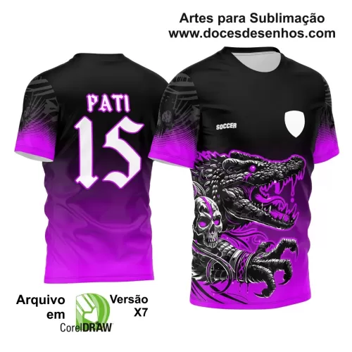 Arte Vetor Camisa de Interclasse Personalizada Roxa - Jogos Internos - Crocodilo - 2024 - 2025