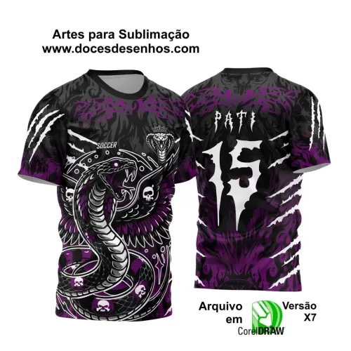 Arte Vetor - Camisa de Interclasse Personalizada Roxa e Preta - Jogos Internos - Serpente - 2024 - 2025