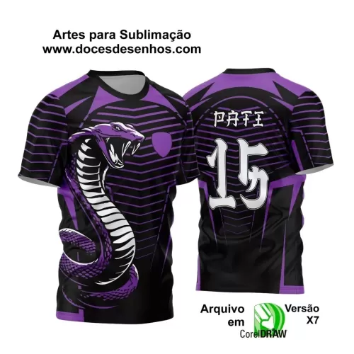 Arte Vetor - Camisa de Interclasse Personalizada Roxa e Preta - Jogos Internos - Serpente - 2024 - 2025