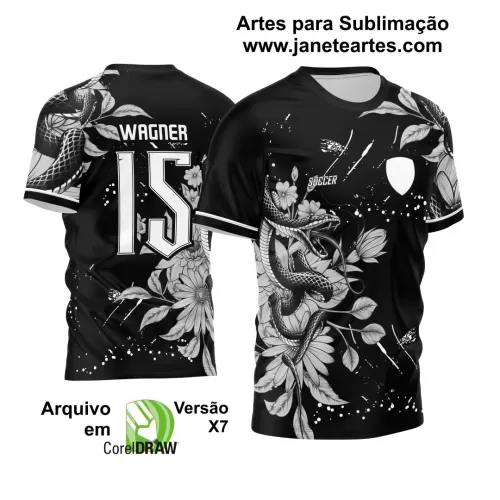 Arte Vetor - Camisa de Interclasse Preta - Jogos Internos - Serpente - 2024 - 2025