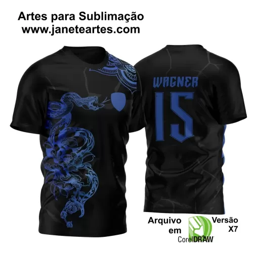 Arte Vetor - Camisa de Interclasse Preta - Jogos Internos - Serpente - 2024 - 2025