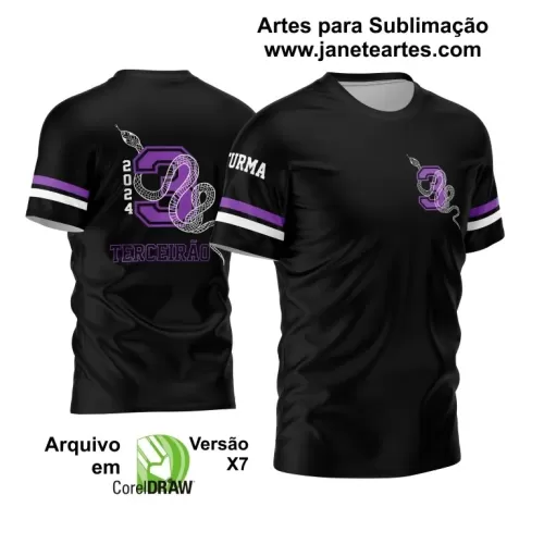 Arte Vetor - Camisa de Interclasse Preta - Jogos Internos - Serpente - 2024 - 2025