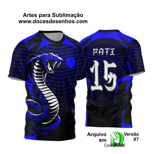 Arte Vetor - Camisa de Interclasse Preta - Jogos Internos - Serpente Azul - 2024 - 2025