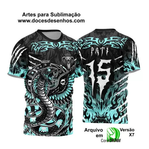 Arte Vetor - Camisa de Interclasse Preta - Jogos Internos - Serpente Caveiras - 2024 - 2025 