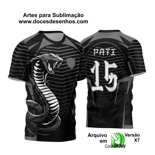 Arte Vetor - Camisa de Interclasse Preta- Jogos Internos - Serpente Cinza - 2024 - 2025