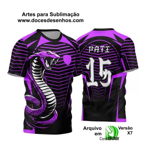 Arte Vetor - Camisa de Interclasse Preta - Jogos Internos - Serpente Roxa - 2024 - 2025