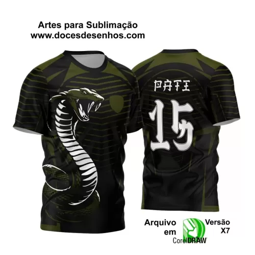 Arte Vetor - Camisa de Interclasse Preta - Jogos Internos - Serpente Verde - 2024 - 2025