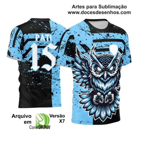 Arte Vetor - Camisa de Interclasse Preta e Azul - Jogos Internos - Coruja - 2024 - 2025