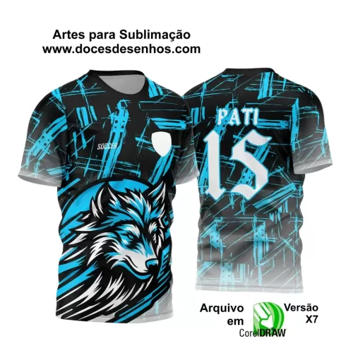 Arte Vetor - Camisa de Interclasse Preta e Azul - Jogos Internos - Lobo - 2024 - 2025