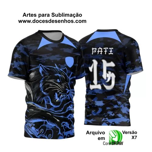 Arte Vetor - Camisa de Interclasse Preta e Azul - Jogos Internos - Pantera - 2024 - 2025