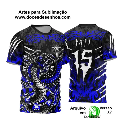 Arte Vetor - Camisa de Interclasse Preta e Azul - Jogos Internos - Serpente Caveiras - 2024 - 2025