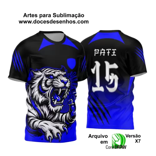 Arte Vetor - Camisa de Interclasse Preta e Azul - Jogos Internos - Tigre - 2024 - 2025