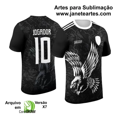 Arte Vetor - Camisa de Interclasse Preta e Branca - Jogos Internos - Águia - 2024 - 2025