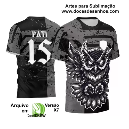 Arte Vetor - Camisa de Interclasse Preta e Cinza - Jogos Internos - Coruja - 2024 - 2025